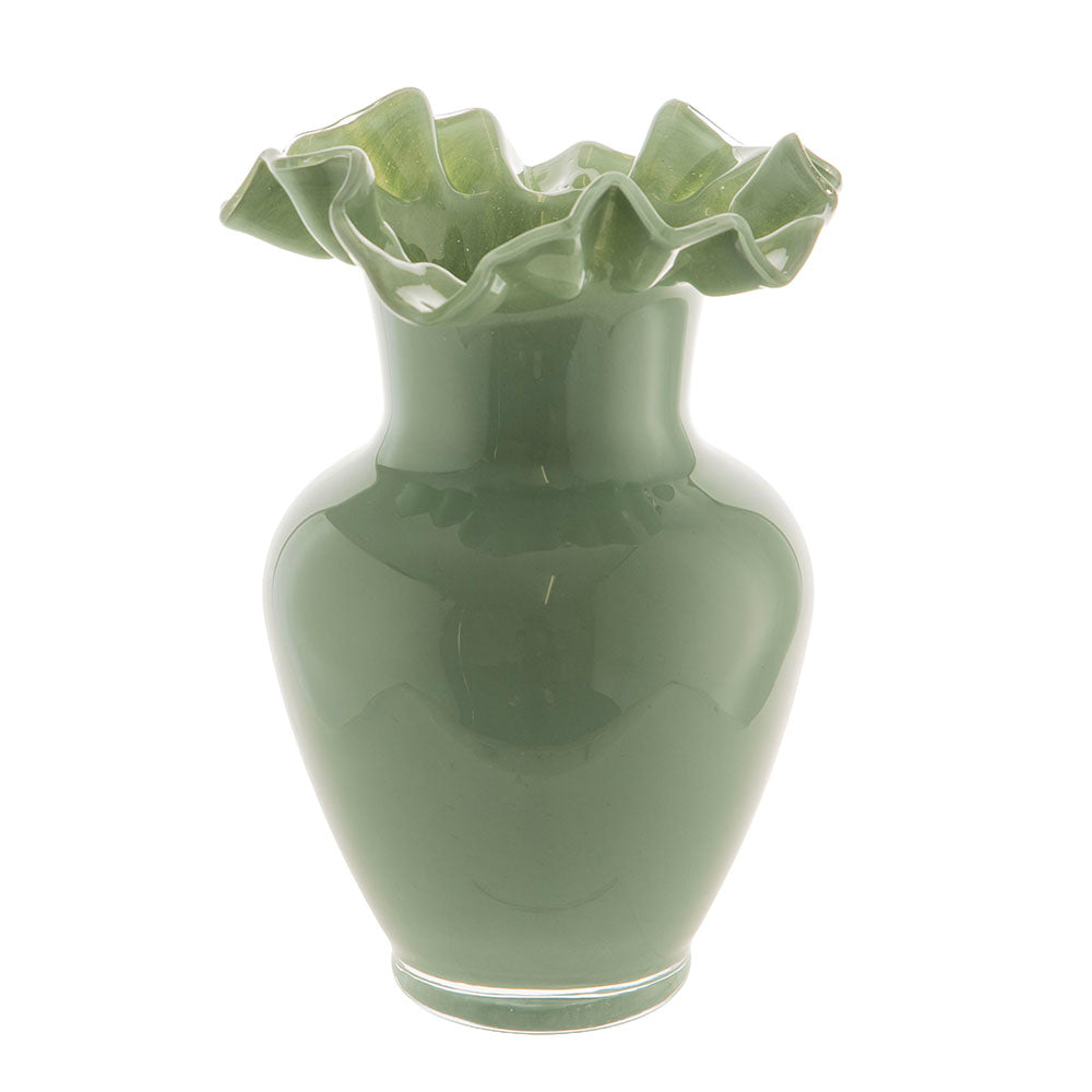 Tulip Green 22.5cm Glass Vase