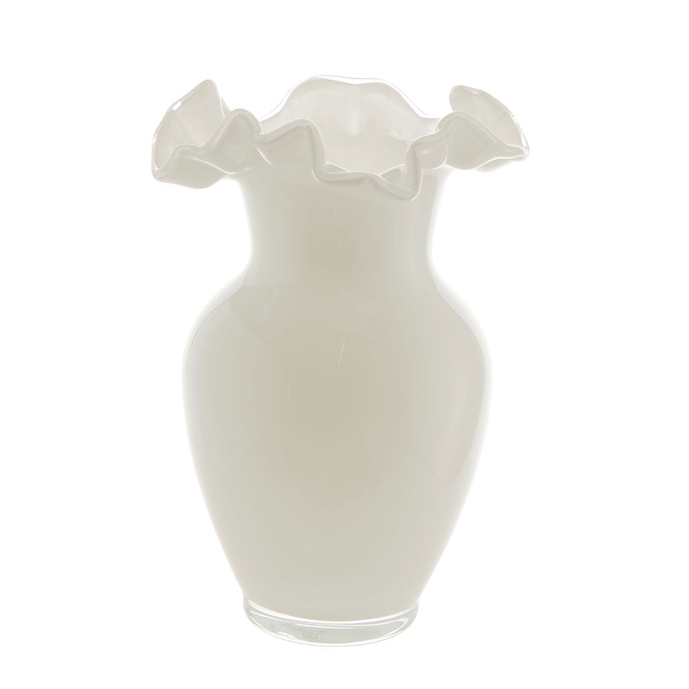Tulip White 22.5cm Glass Vase