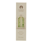 Karma Living Green Painted Flowers 2 pc Taper Candles