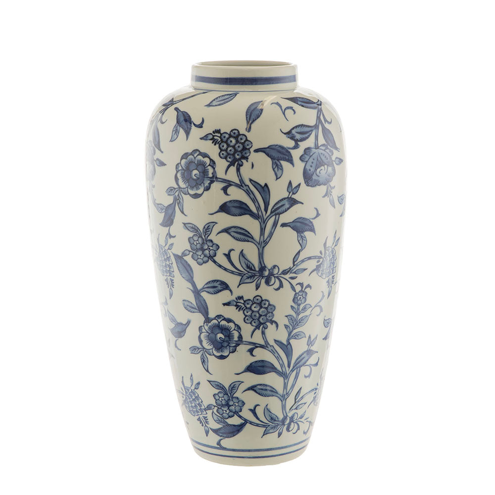 Blue Floral Vine Pattern 35x18cm Ceramic Vase