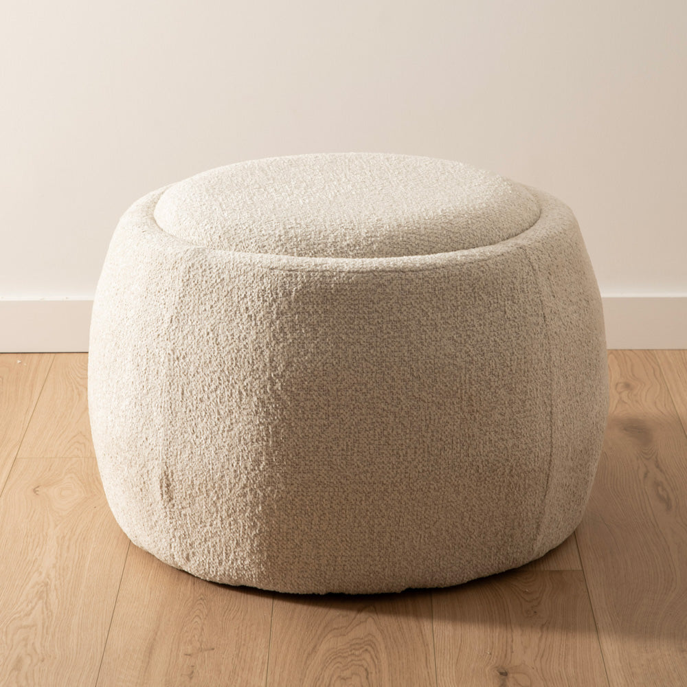 Cream Round 70x47cm with Lift Off Lid Storage Ottoman