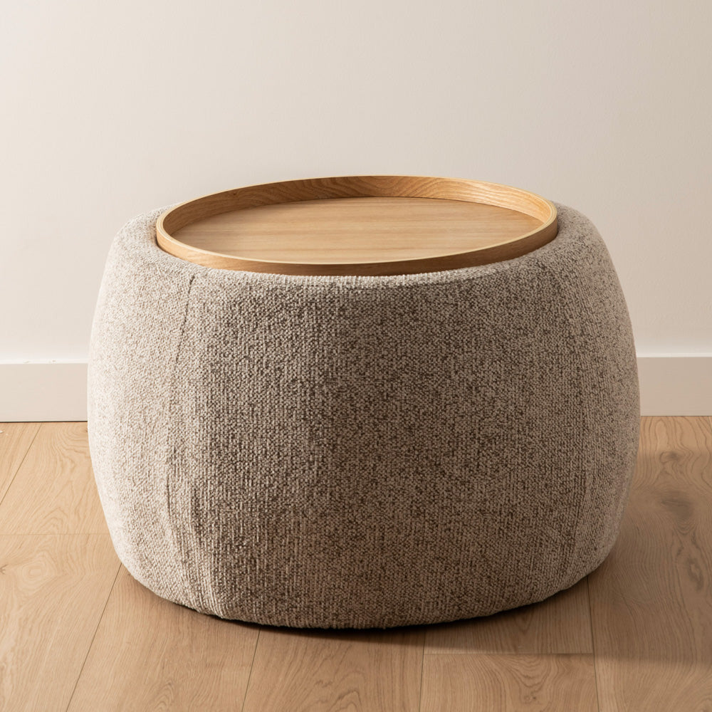 Cookies & Cream Round 70x47cm with Lift Off Lid Storage Ottoman