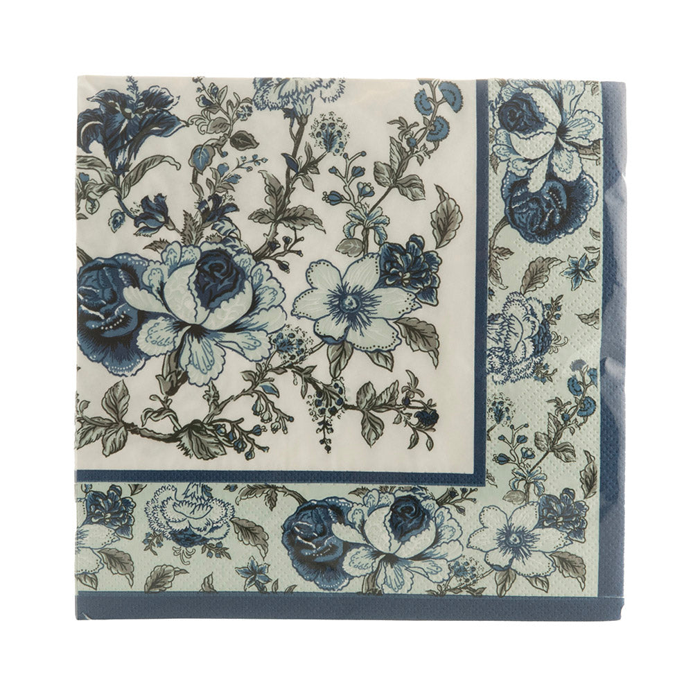 Hamptons Blue Floral Print 33cm Pk 20 Paper Napkin Pack