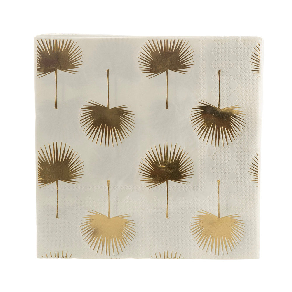 Gold Palm Print 33cm Pk 20 Paper Napkin Pack