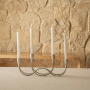 4-Candle Nickel 41x15cm Metal Taper Candle Holder