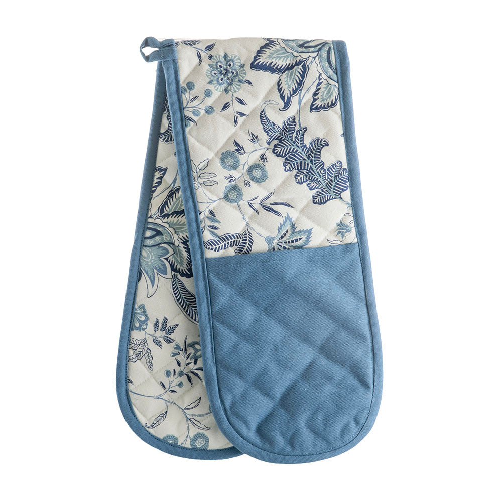 Blue & White Palam Pur Print 18x90cm Double Oven Mitt