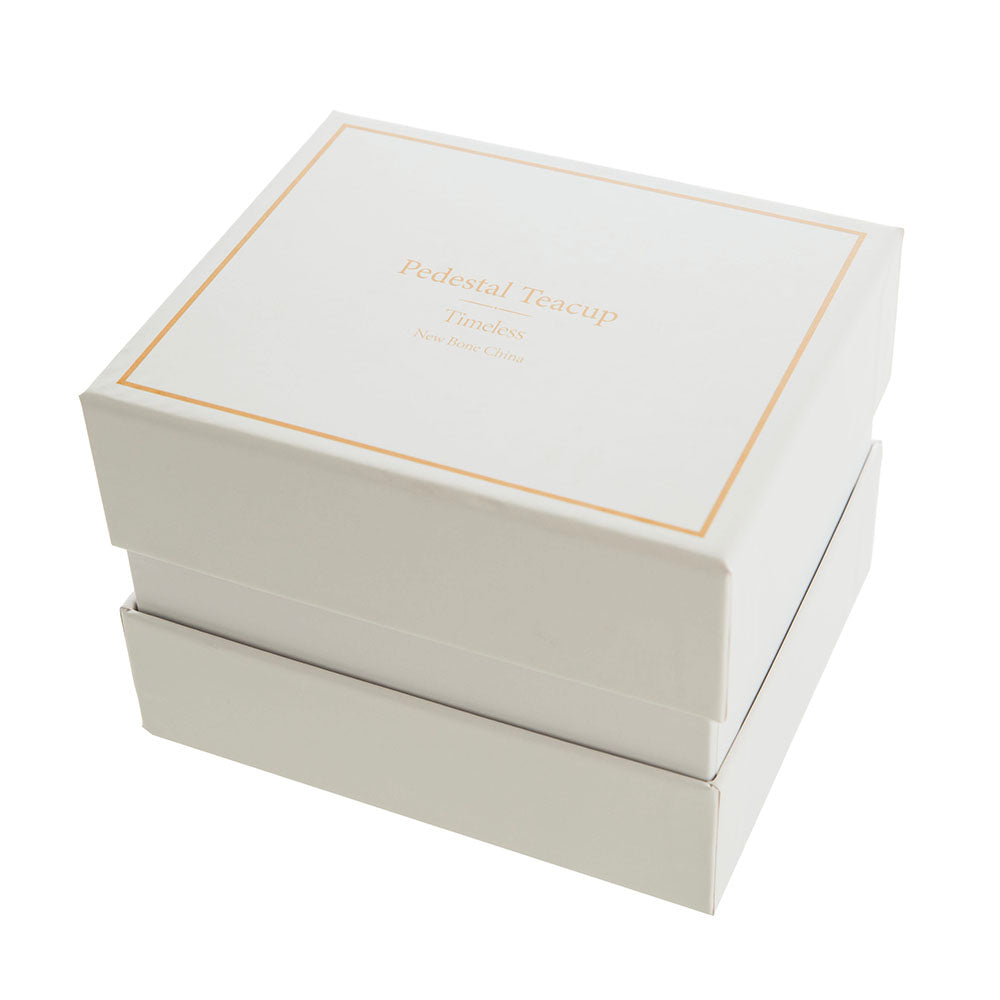 White with Gold Rim 400mL New Bone China Pedestal Teacup
