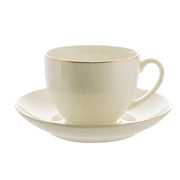 White with Gold Rim 220mL New Bone China Teacup & Saucer