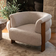 Taupe 86x78x70cm Texture Fabric Rubber Wood Chair