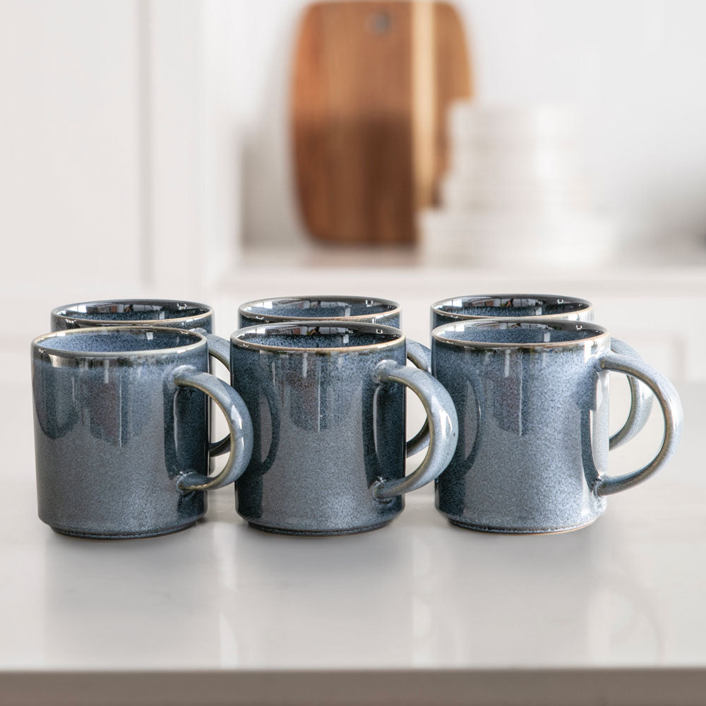 Ink Linear 6 pc Stoneware Mug Set