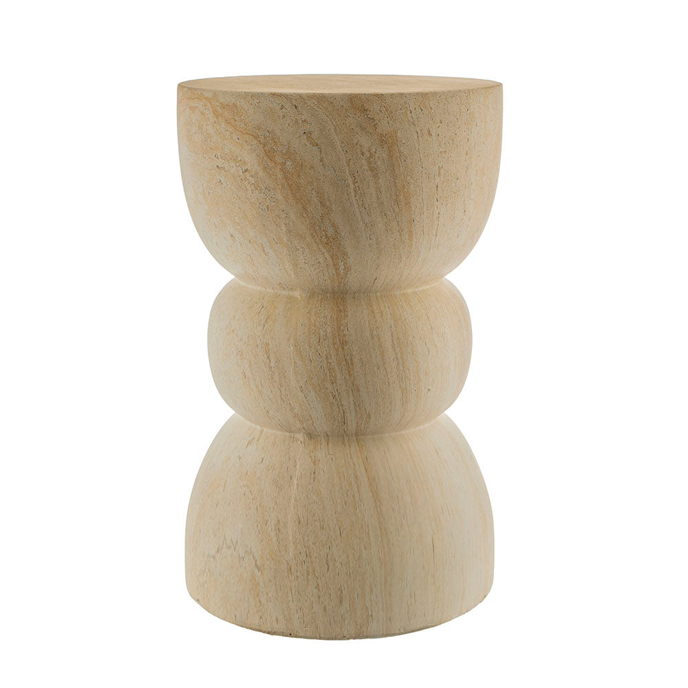 Travertine Look Stacked Rounded Form 37x60cm Side Table