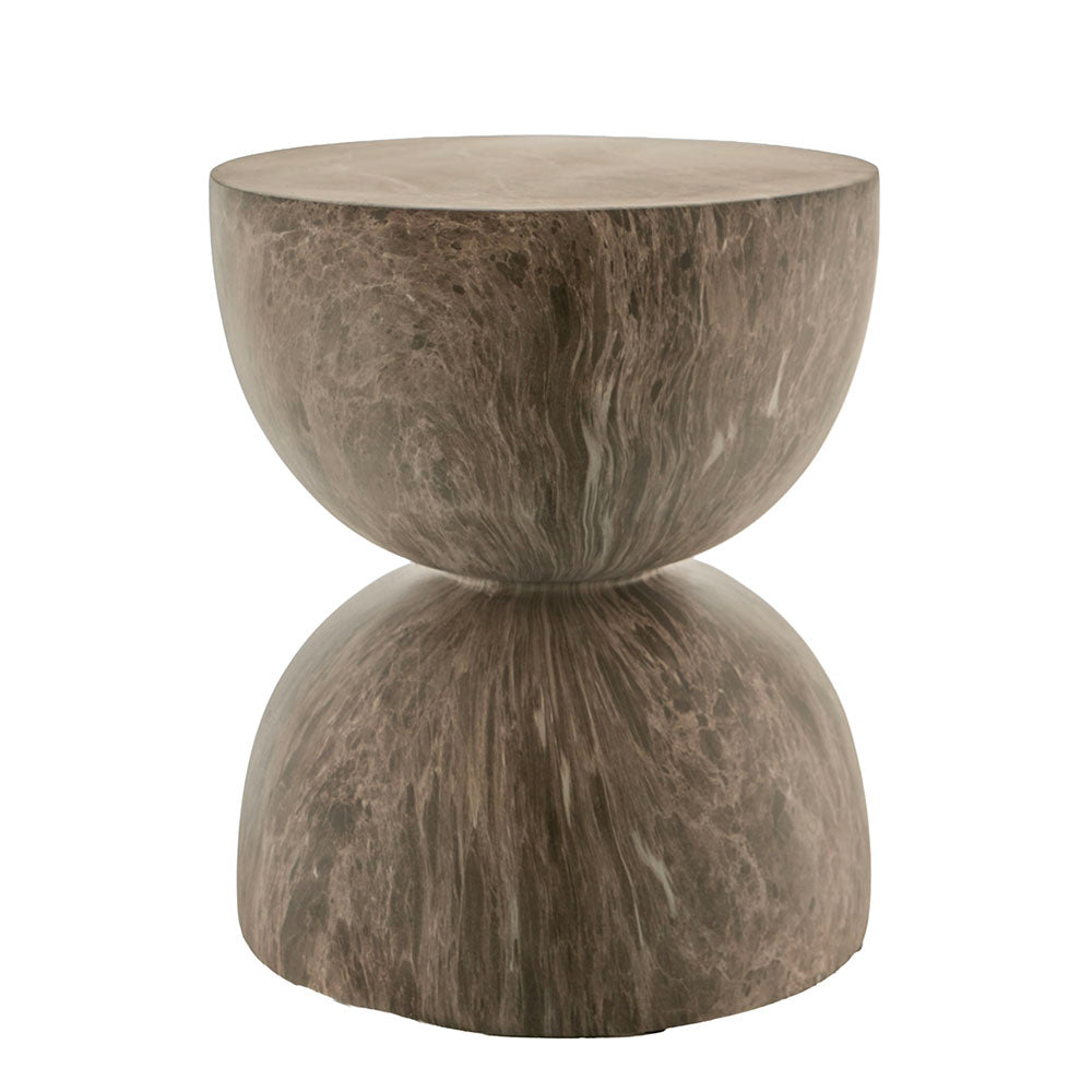 Mocha Marble Look Sphere 40x47cm Side Table