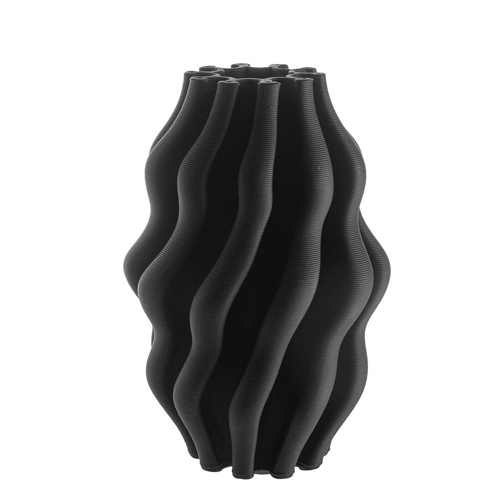 Black Ripple 3D Printed 15x24cm Ceramic Vase