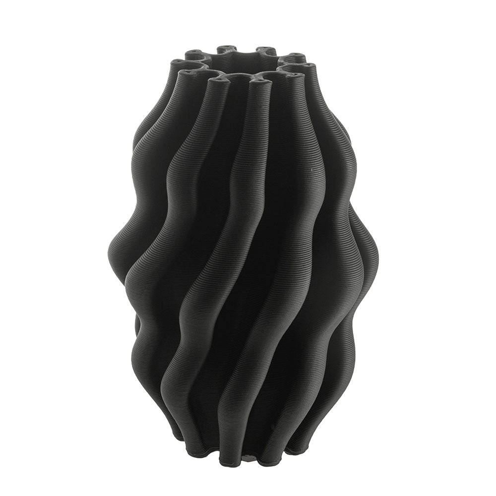 Black Ripple 3D Printed 15x24cm Ceramic Vase