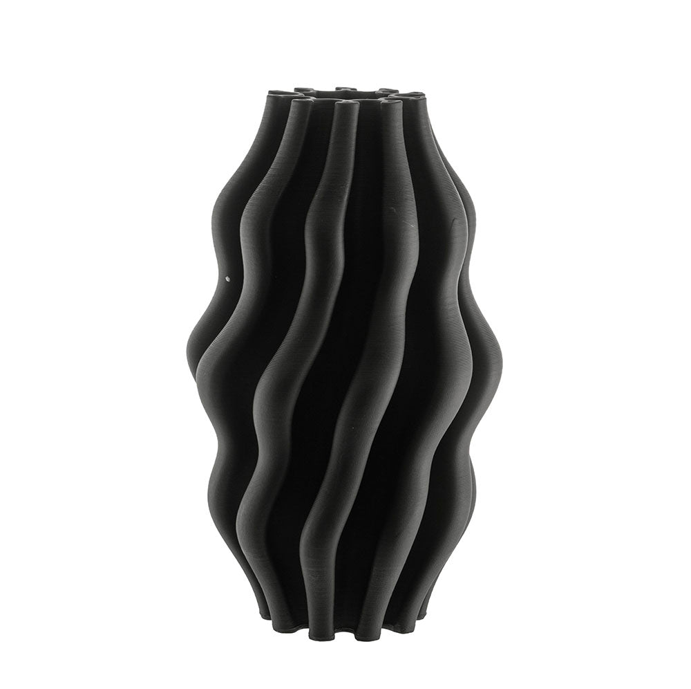 Black Ripple 3D Printed 20x34cm Ceramic Vase