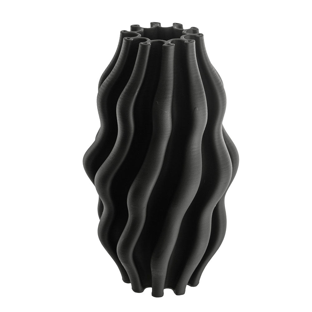 Black Ripple 3D Printed 20x34cm Ceramic Vase