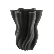 Black Fluted 3D Printed 21x25cm Ceramic Vase