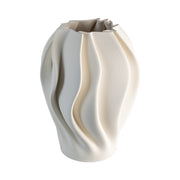 White Squat Swell 3D Printed 27x24cm Ceramic Vase