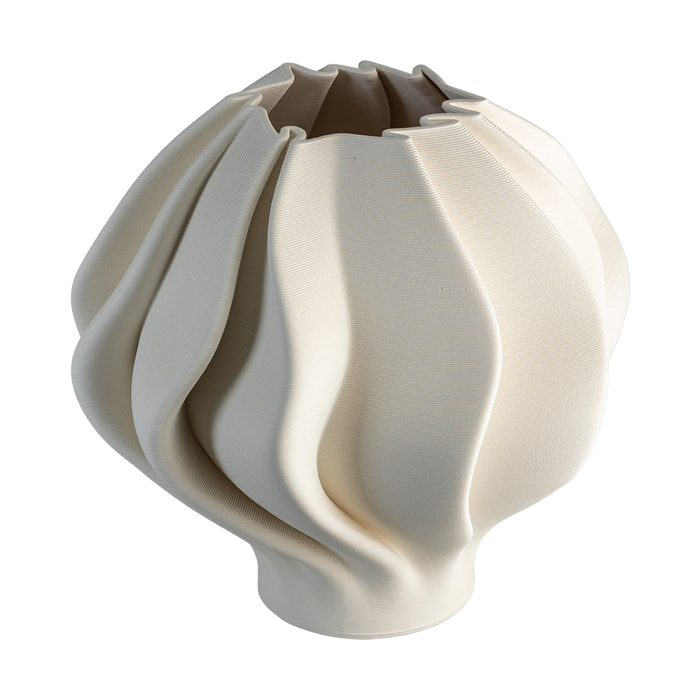 White Swell 3D Printed 20x29cm Ceramic Vase