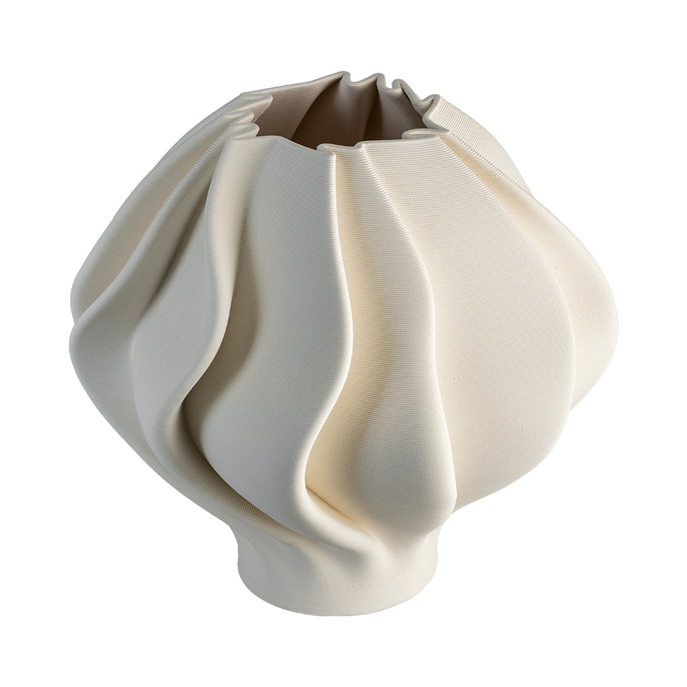 White Swell 3D Printed 20x29cm Ceramic Vase