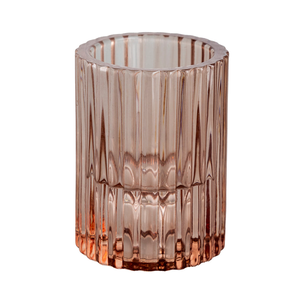 Smoke 8x5.3cm Glass Tealight & Taper Candle Holder
