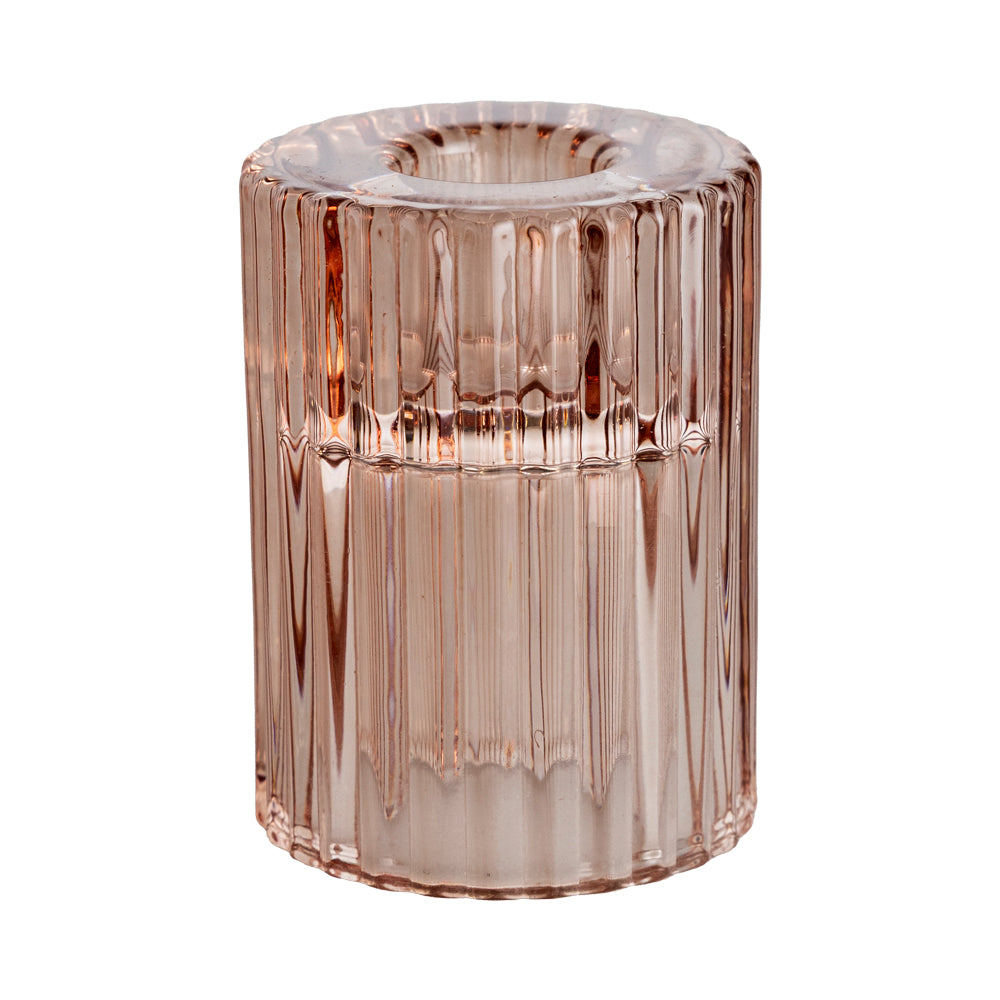 Smoke 8x5.3cm Glass Tealight & Taper Candle Holder