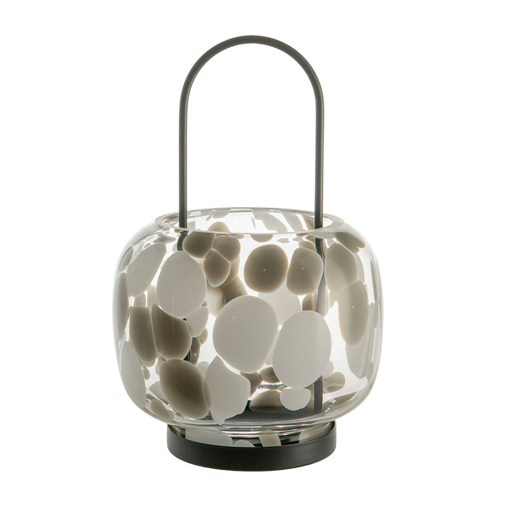 Taupe & White 24.3x16cm Glass Hurricane