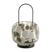 Taupe & White 24.3x16cm Glass Hurricane