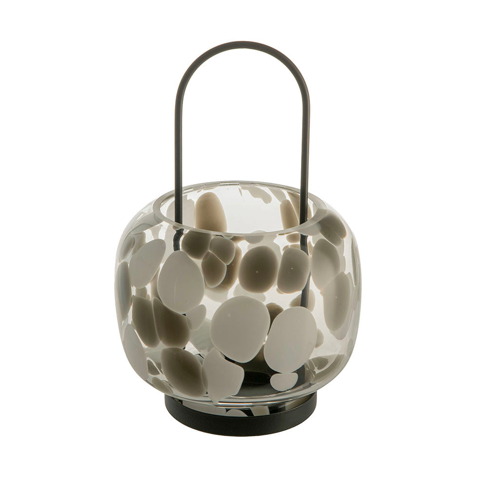 Taupe & White 24.3x16cm Glass Hurricane