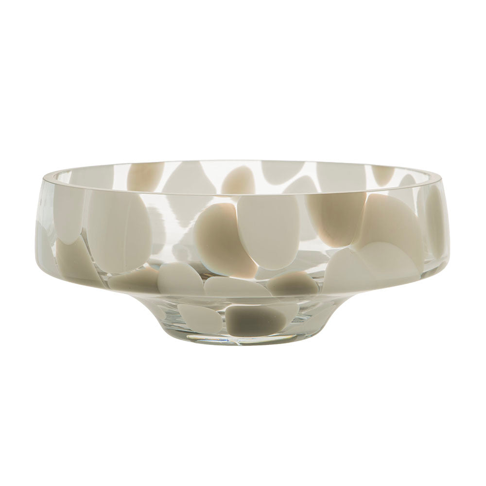 Taupe & White Round 28cm Glass Deco Bowl