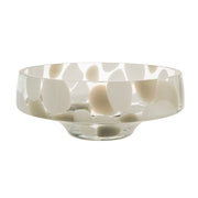 Taupe & White Round 28cm Glass Deco Bowl