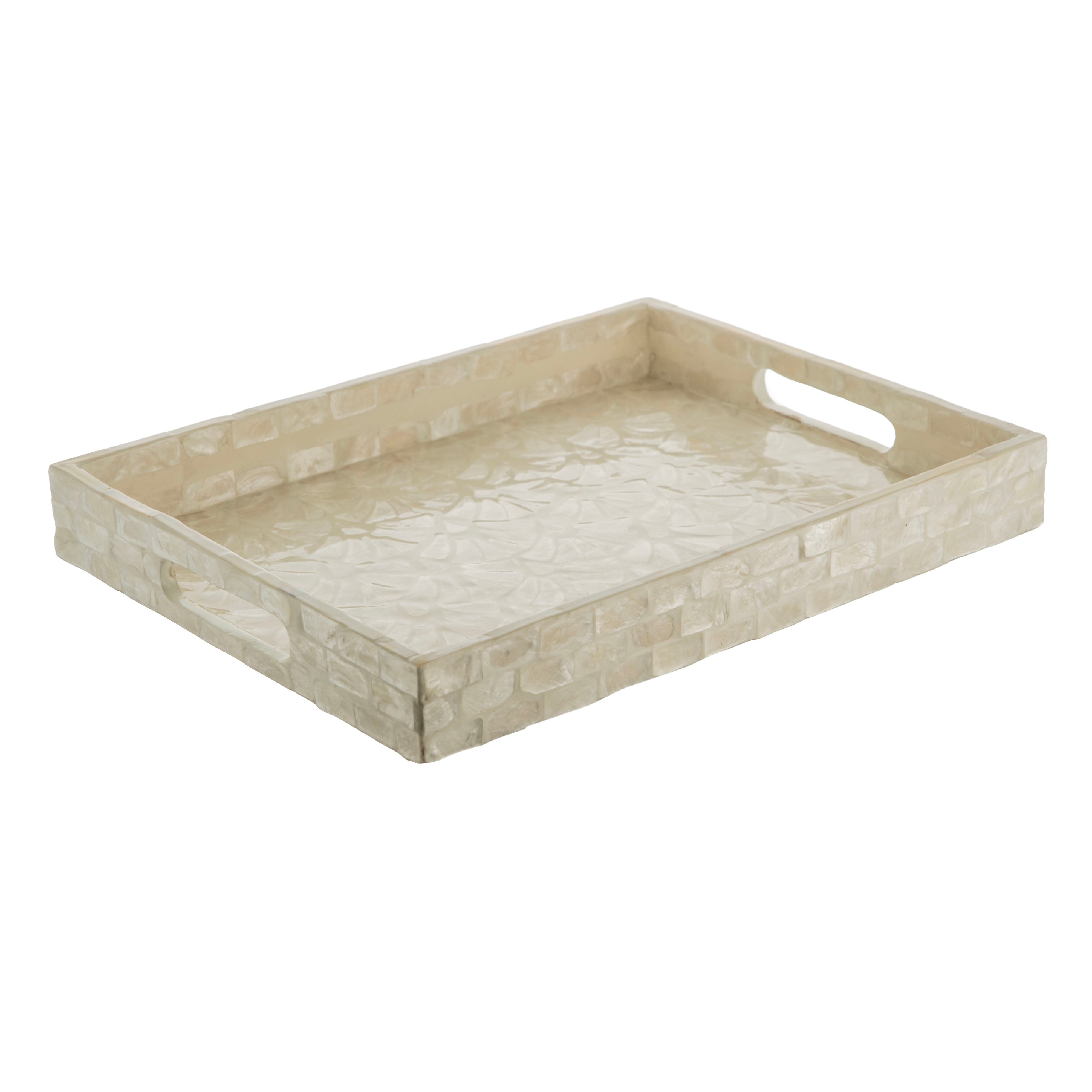 White Rectangle 32x25cm Capiz Decorative Tray