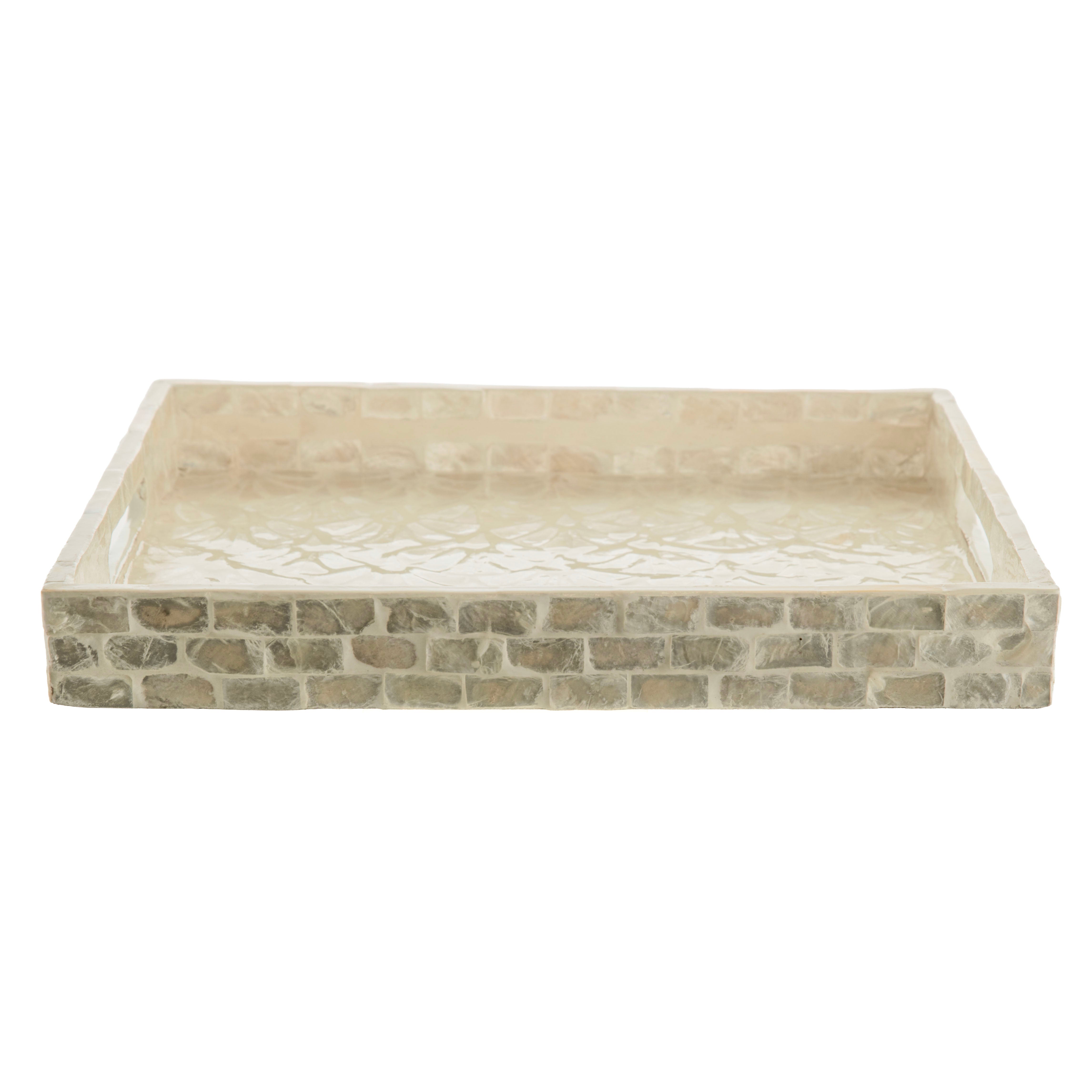 White Rectangle 32x25cm Capiz Decorative Tray