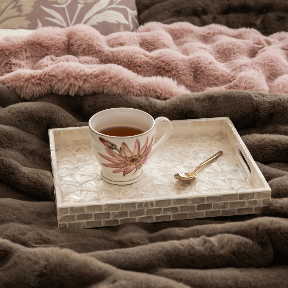 White Rectangle 32x25cm Capiz Decorative Tray