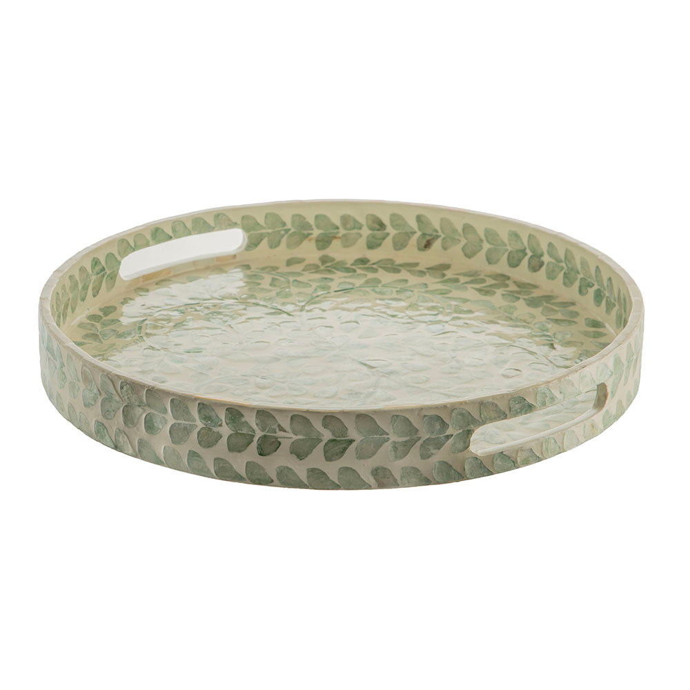 Green Leaf 40x5cm Capiz Decorative Tray