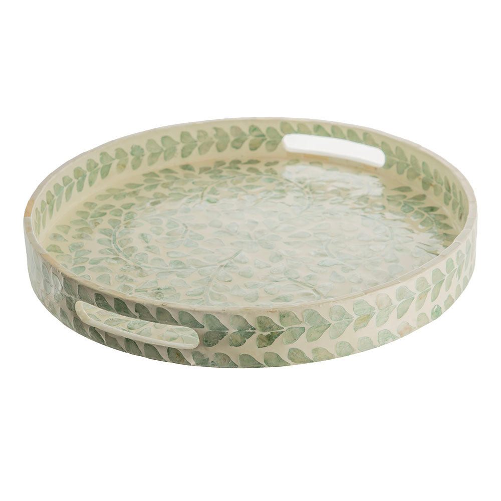 Green Leaf 40x5cm Capiz Decorative Tray