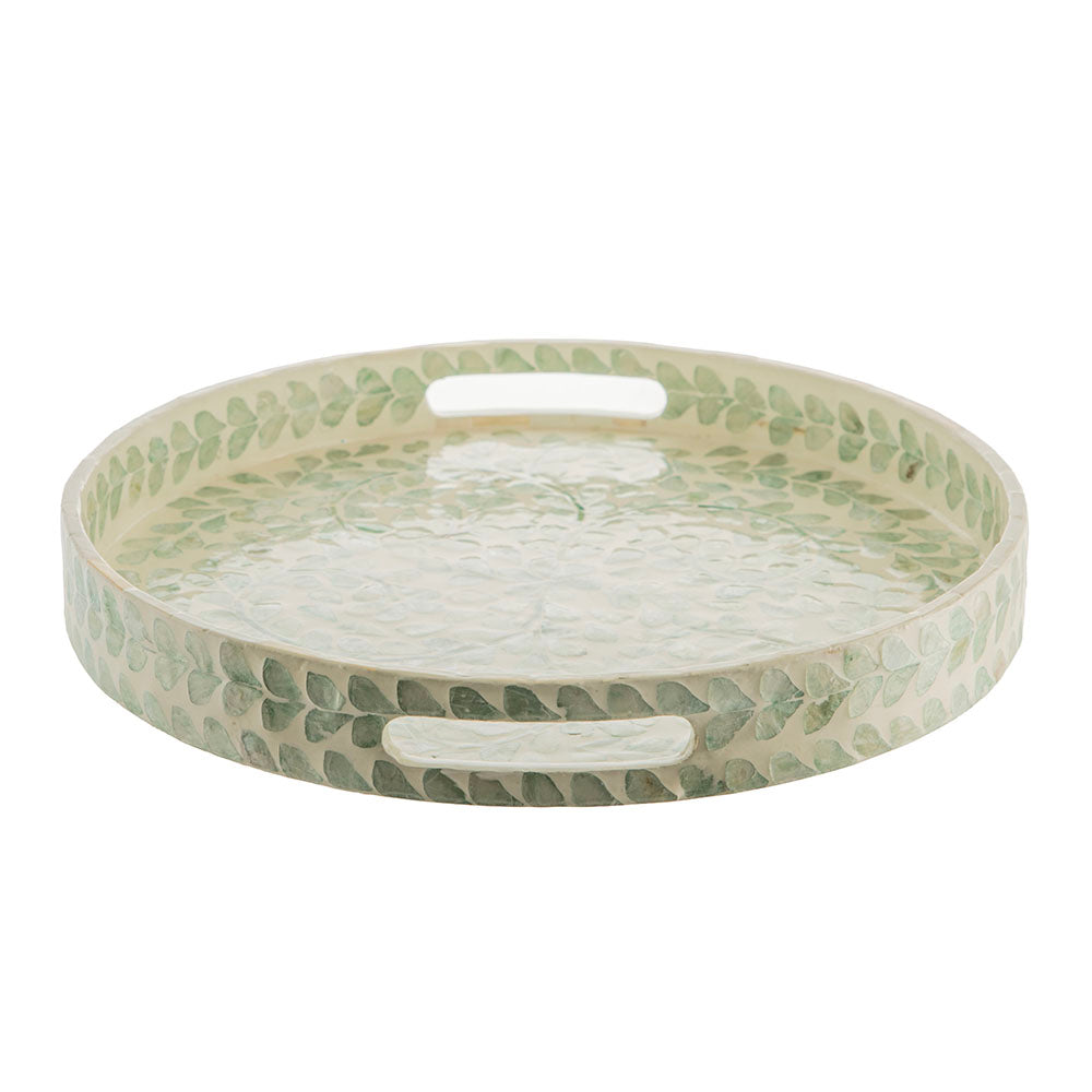 Green Leaf 40x5cm Capiz Decorative Tray