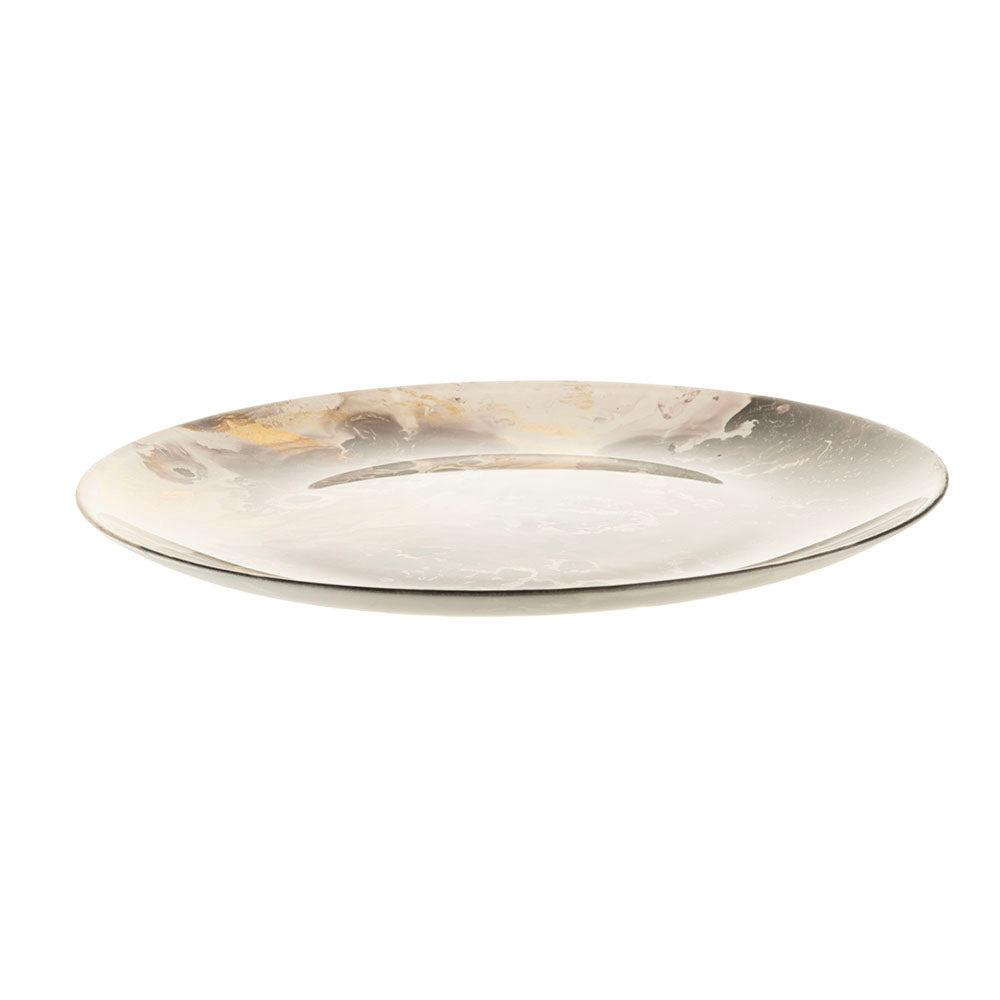 Atlas Plum & Gold Splash 32.5cm Glass Platter