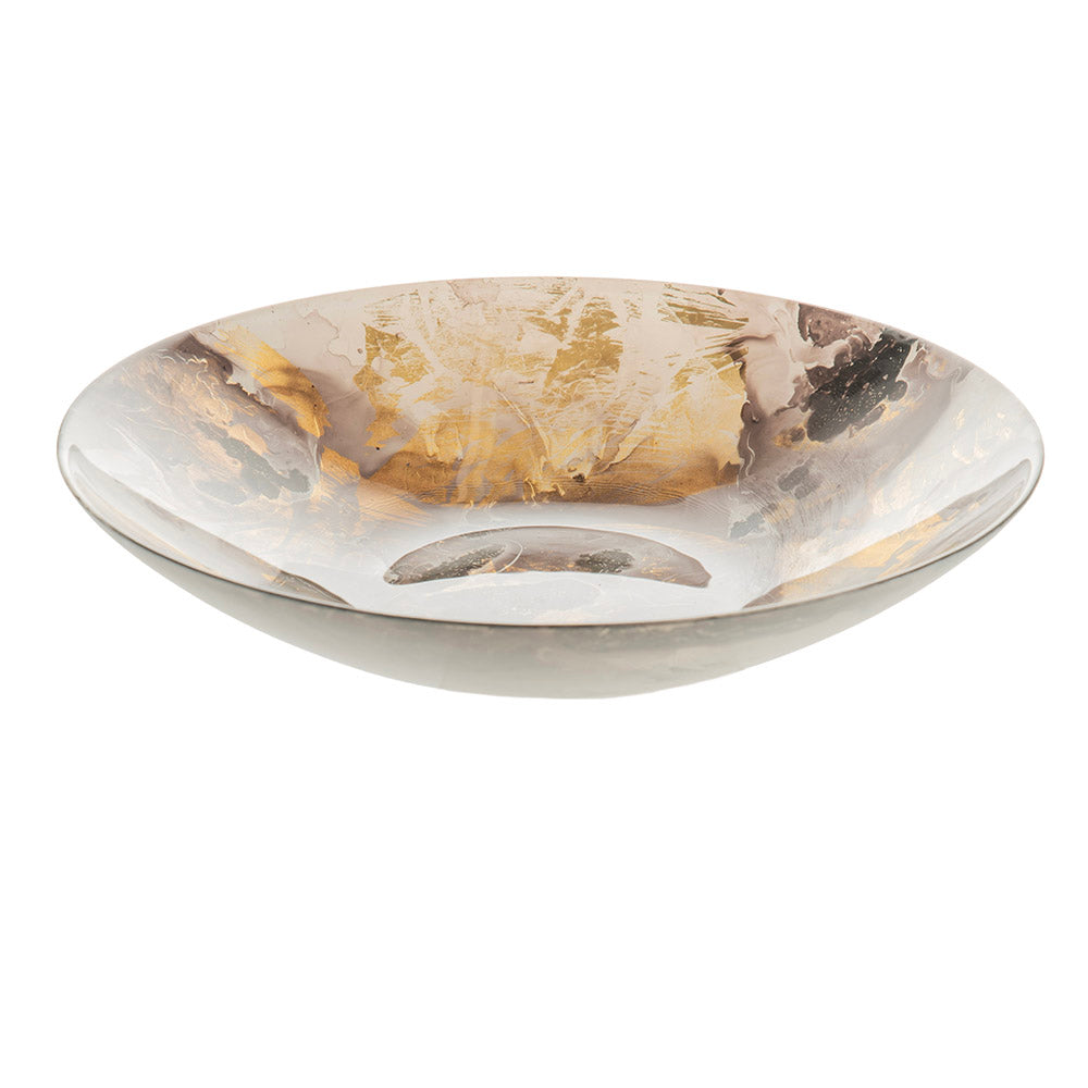 Atlas Plum & Gold Splash 30cm Glass Bowl