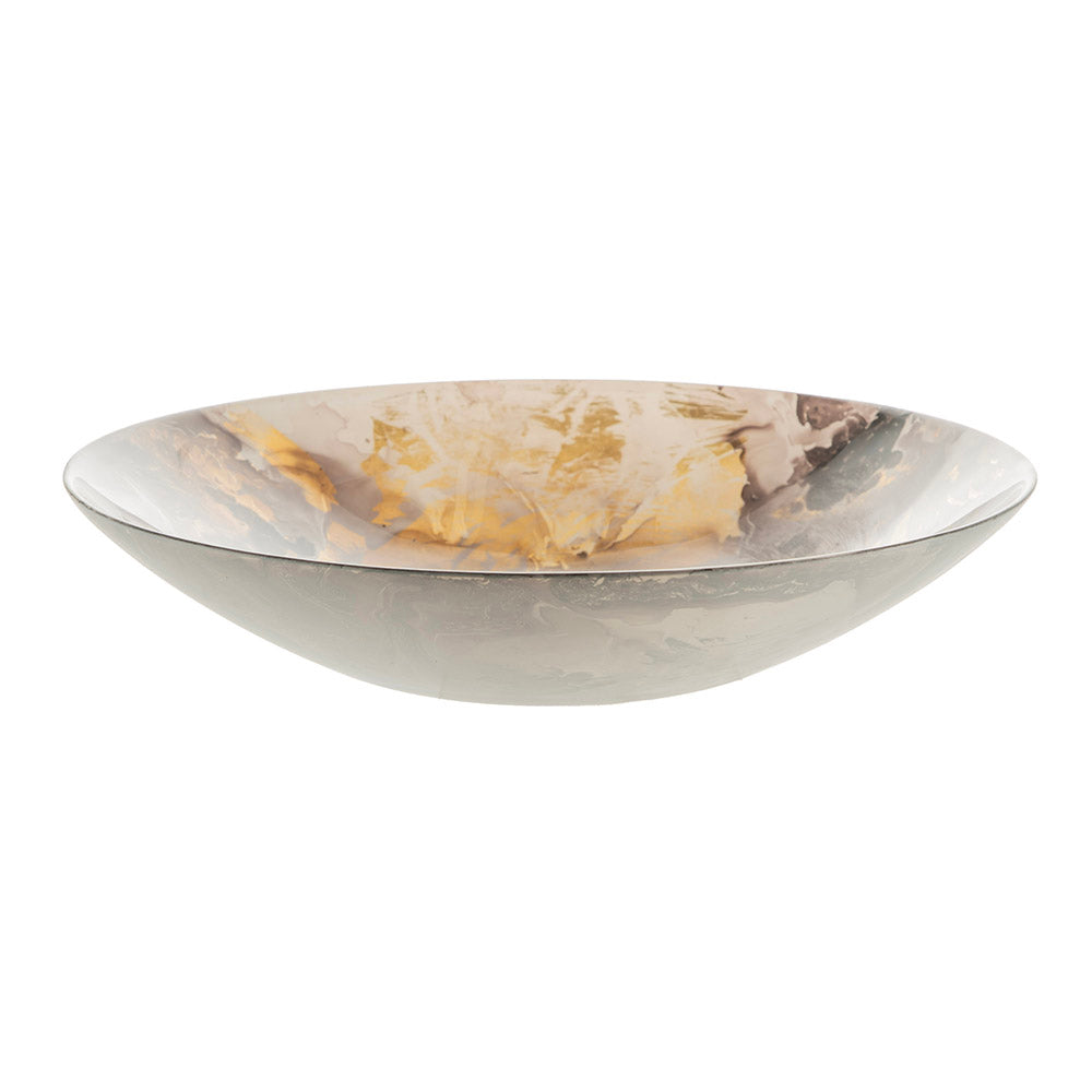 Atlas Plum & Gold Splash 30cm Glass Bowl