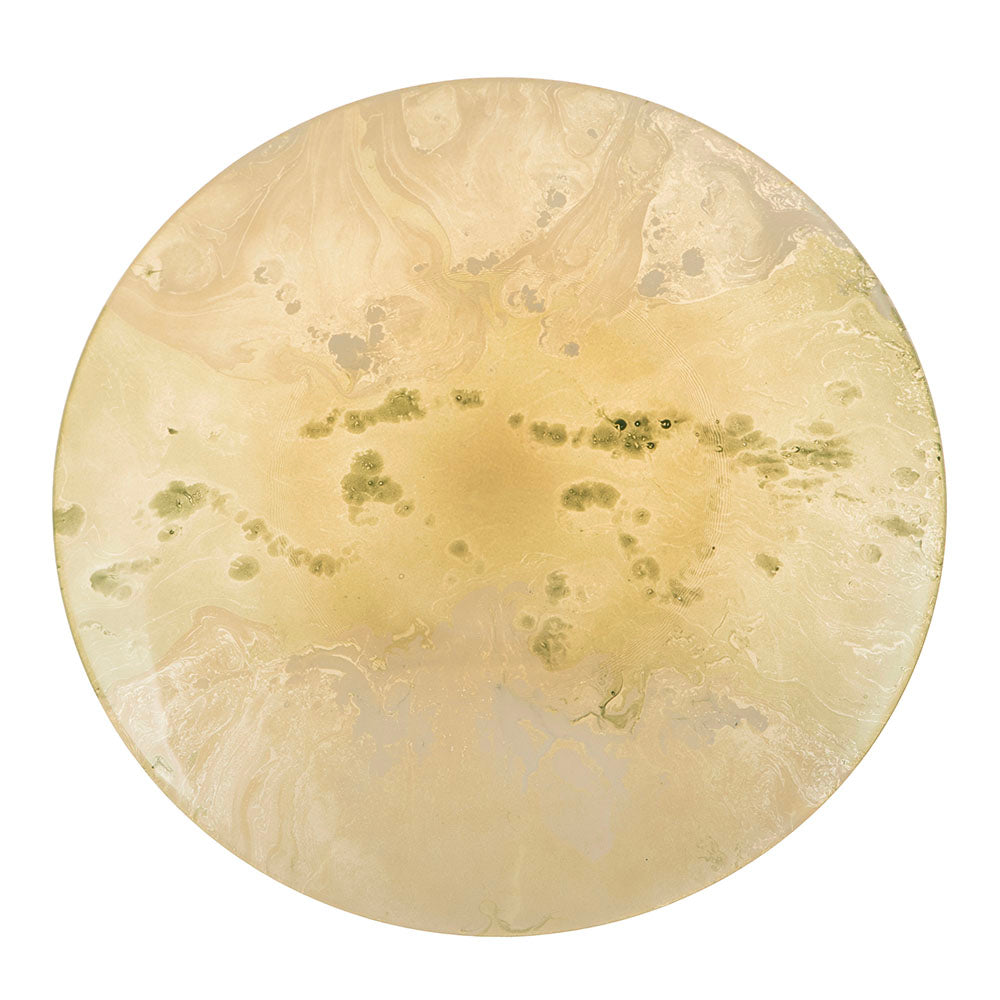 Atlas Champagne Cream & Green Splash 40cm Glass Bowl
