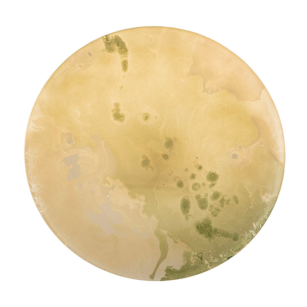 Atlas Champagne Cream & Green Splash 33cm Glass Platter