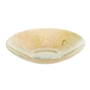 Atlas Champagne Cream & Green Splash 30cm Glass Bowl