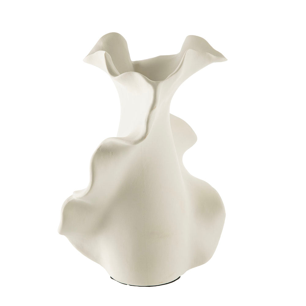 White Frilly 15x13.5x21cm Ceramic Vase