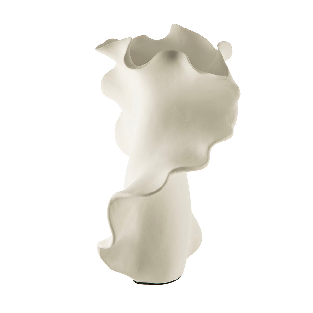White Frilly 20x18.5x31cm Ceramic Vase