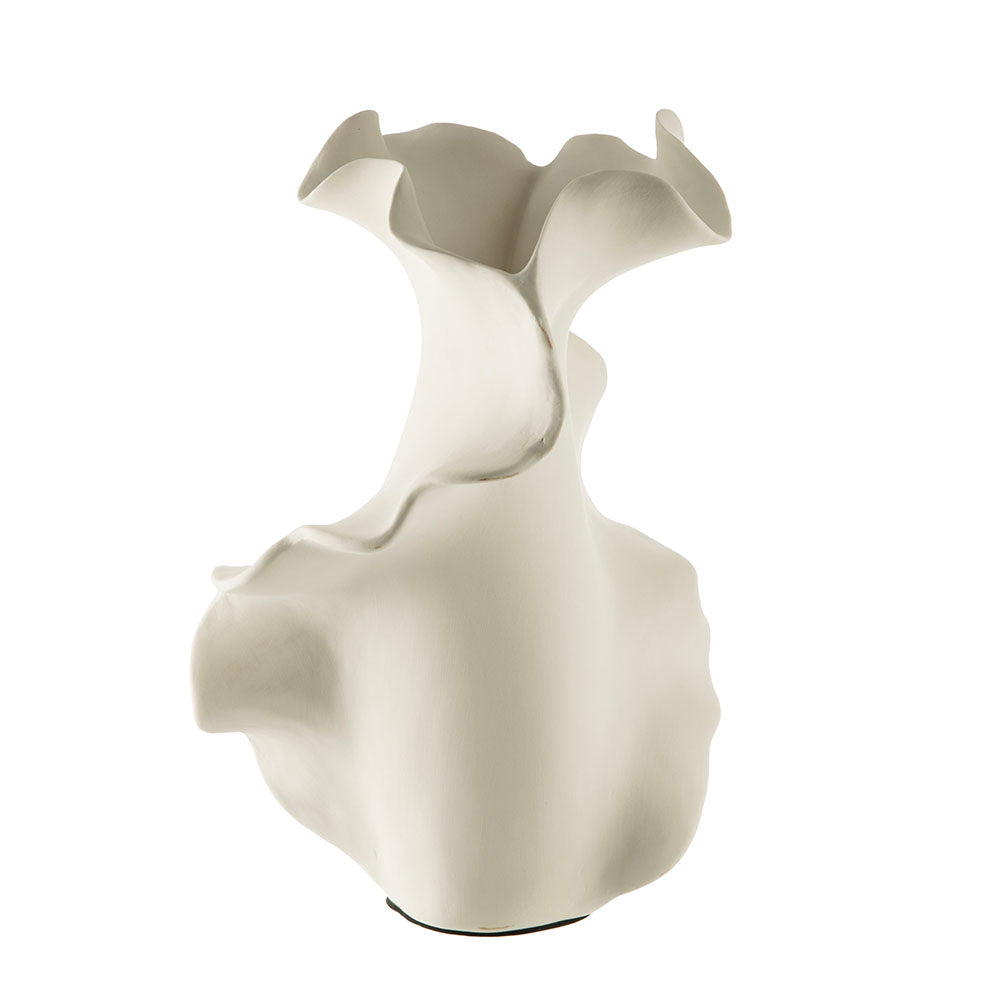 White Frilly 20x18.5x31cm Ceramic Vase