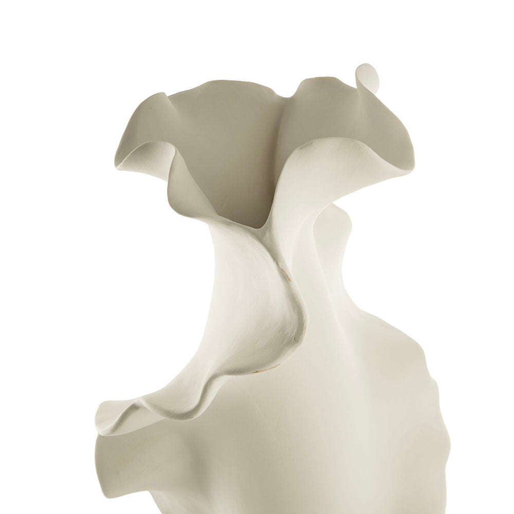 White Frilly 20x18.5x31cm Ceramic Vase
