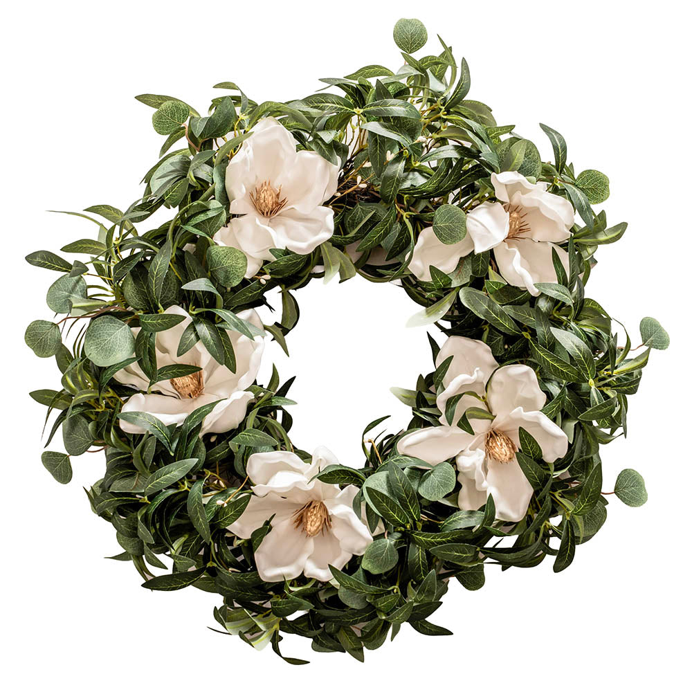 Eucalyptus with White Flowers Wreath