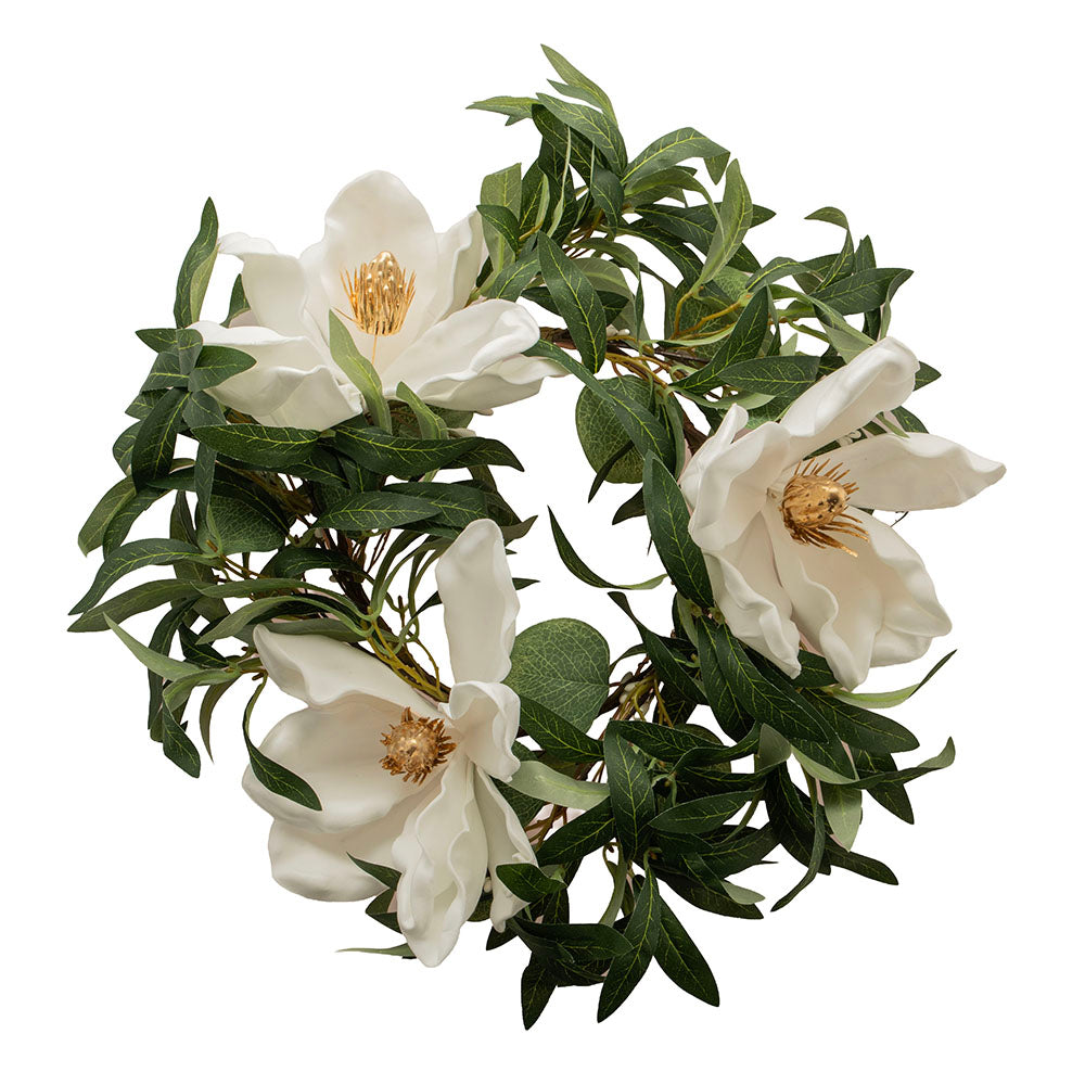 Eucalyptus with White Flowers Candle Wreath
