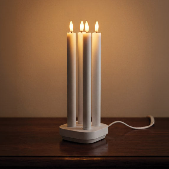 Flameless LED Set/4 Taper Candles with Rechargeable Base